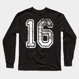 Number 16 Grungy in white Long Sleeve T-Shirt